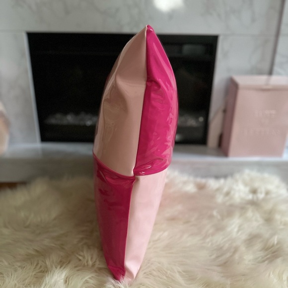 Two-Toned Pink Faux Leather 18 X 18 Throw Pillow - Picture 4 of 5